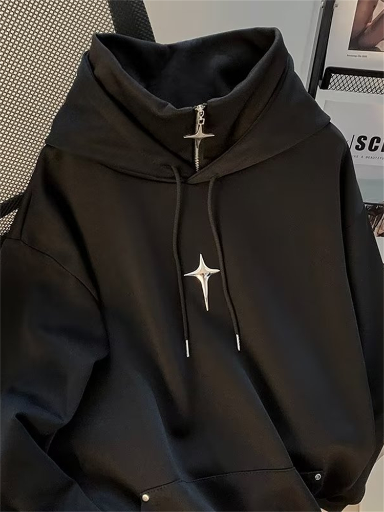 Streetwear Brand Hoodie - Autumn Winter High Neck Hoodie Men